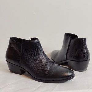 SAM EDLEMAN Petty Pebbled Leather Ankle Boots Blck